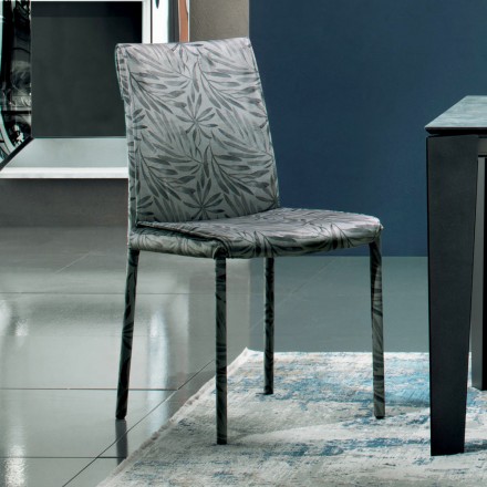 Krzesło tapicerowane wyściełane i tkaniną Made in Italy, 4 sztuki - Monnalisa Viadurini