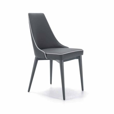 Wyściełane stalowe krzesło i siedzisko ze sztucznej skóry z białą krawędzią – Nirvana Viadurini