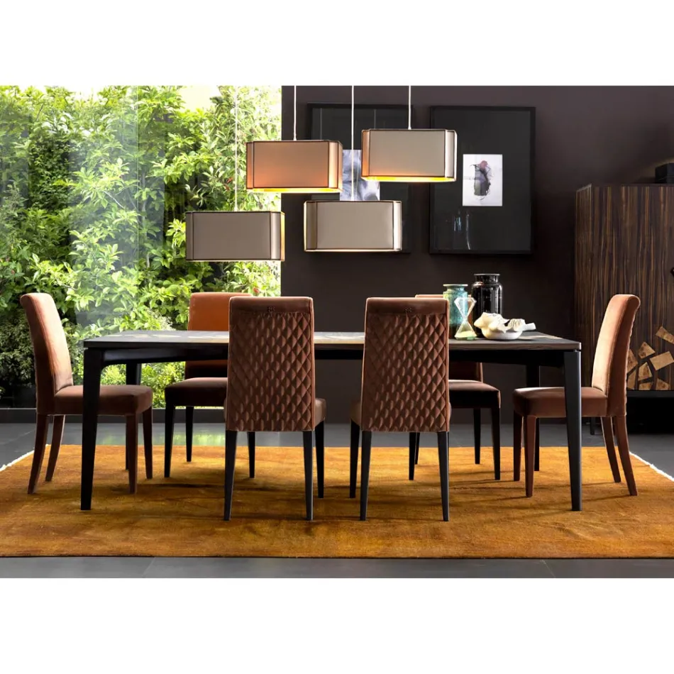 Krzeslo tapicerowane z litego drewna living Grilli Zarafa made in Italy, 2 sztuk Viadurini