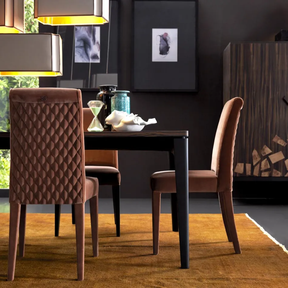 Krzeslo tapicerowane z litego drewna living Grilli Zarafa made in Italy, 2 sztuk Viadurini