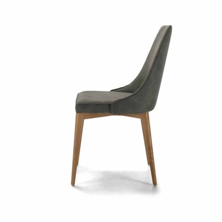 Tapicerowane krzesło kuchenne z drewnianą podstawą Made in Italy - Nirvana Viadurini