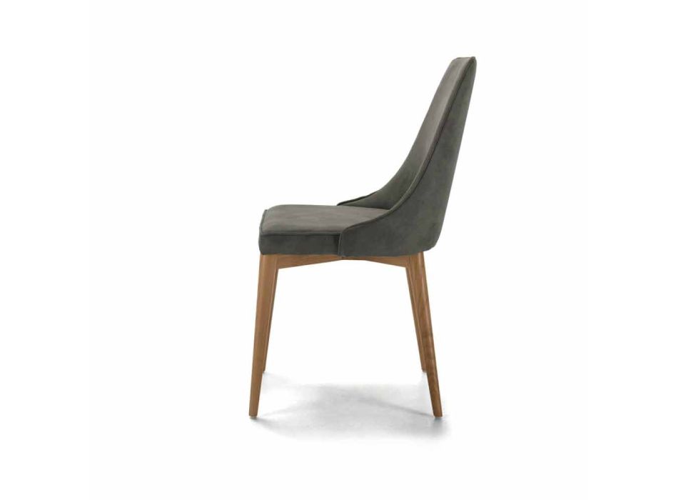 Wyściełane krzesło kuchenne z drewnianą podstawą Made in Italy - Nirvana Viadurini