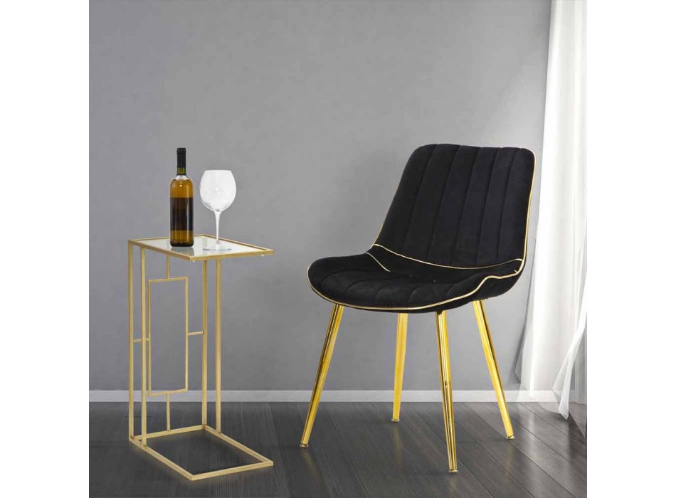 Krzesło do jadalni tapicerowane z drewna i tkaniny, 2 sztuki - Kolly Viadurini