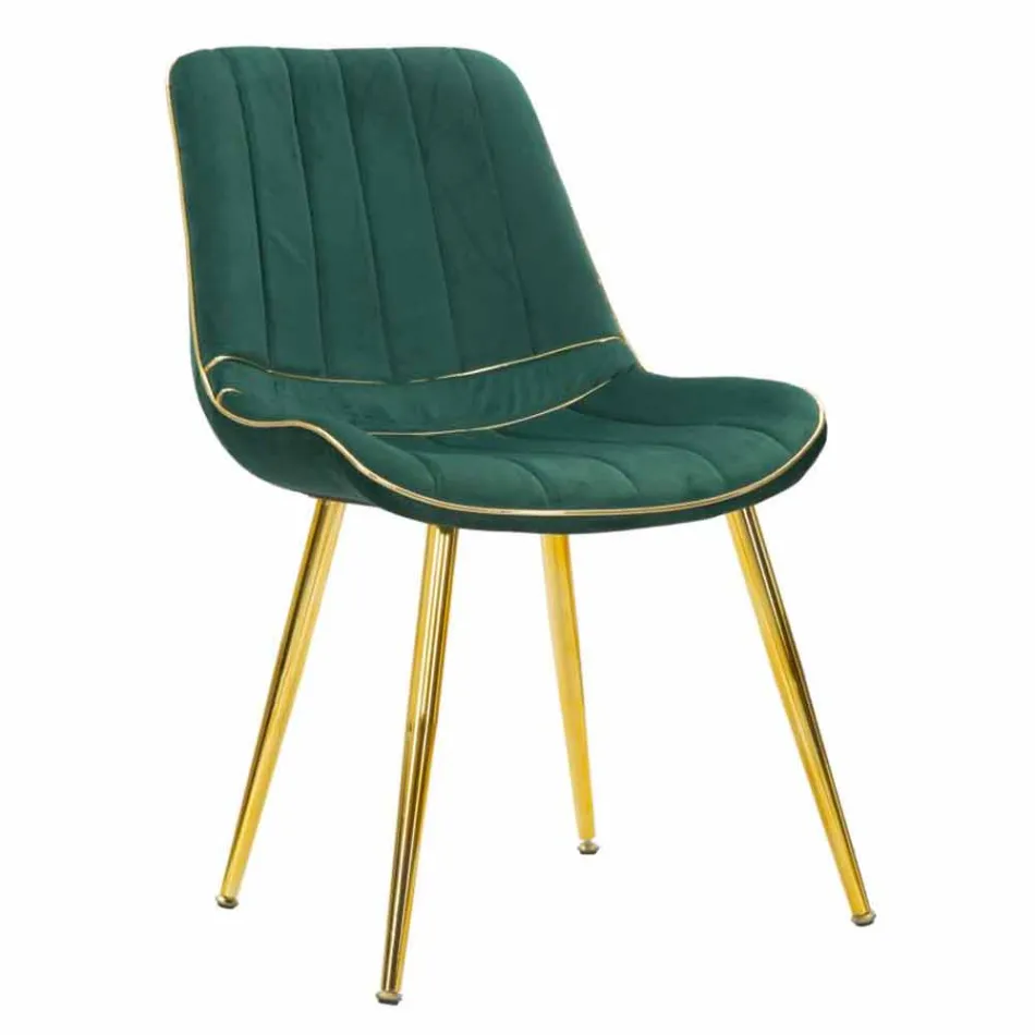 Krzesło do jadalni tapicerowane z drewna i tkaniny, 2 sztuki - Kolly Viadurini