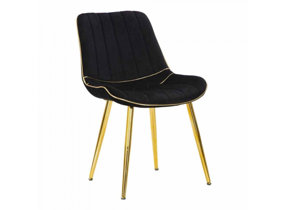 Krzesło do jadalni tapicerowane z drewna i tkaniny, 2 sztuki - Kolly Viadurini