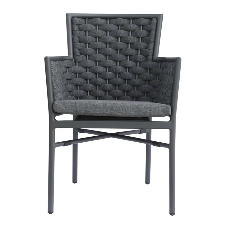 Sztaplowane krzesło z tapicerowanymi podłokietnikami i oparciem - Gardenia Viadurini