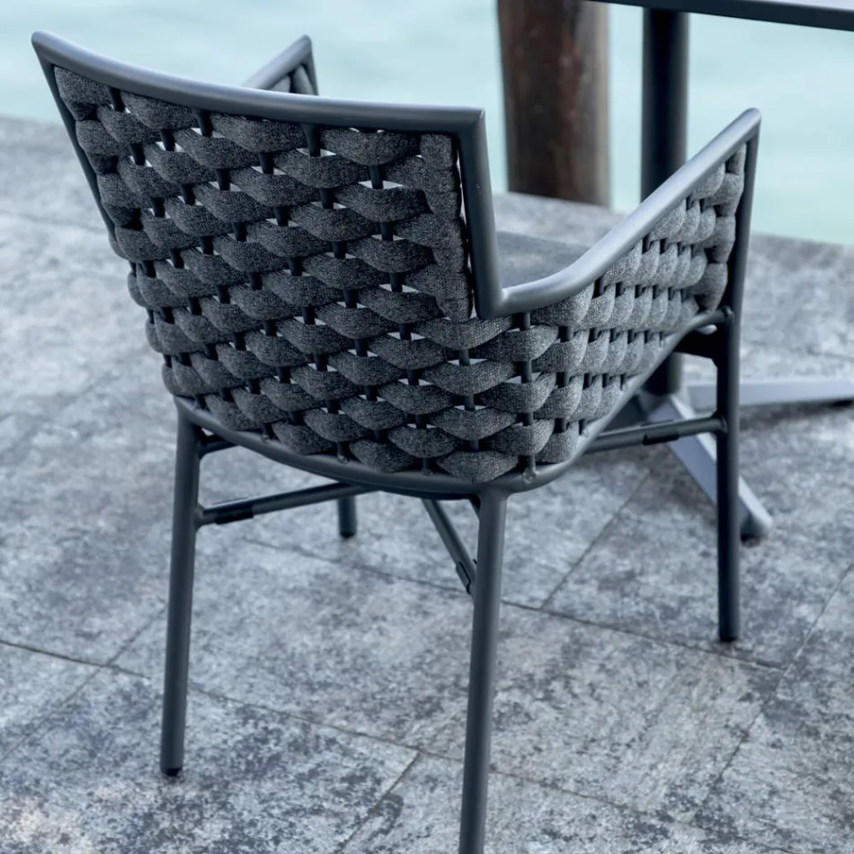 Sztaplowane krzesło z tapicerowanymi podłokietnikami i oparciem - Gardenia Viadurini