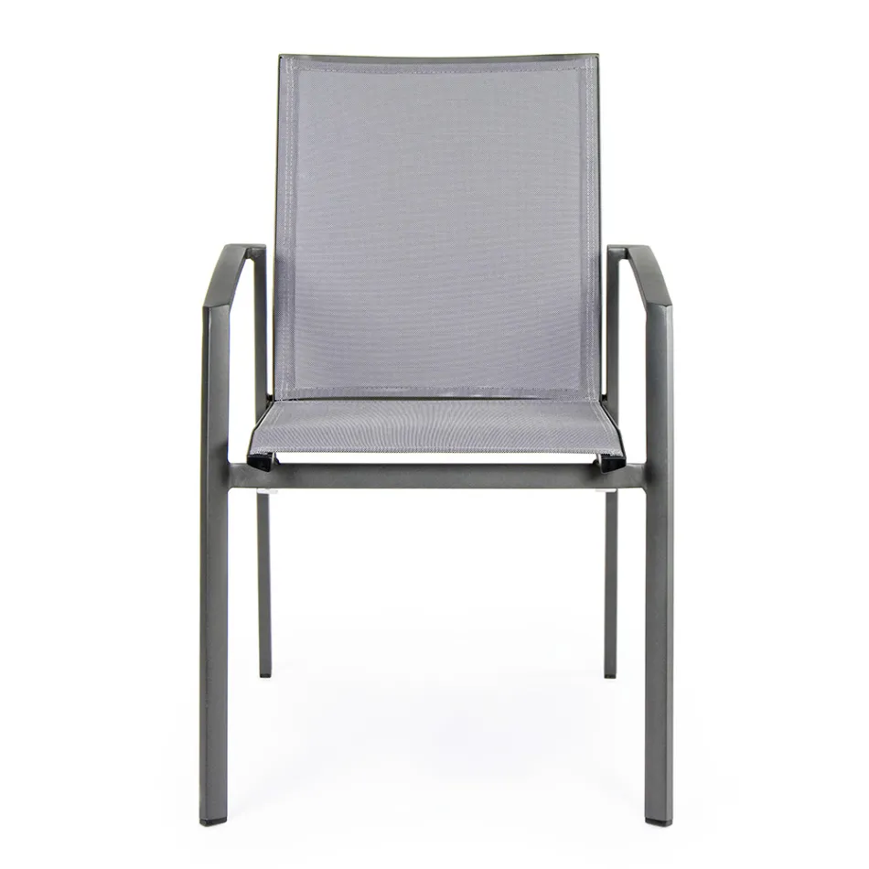 Krzesło ogrodowe z możliwością sztaplowania z malowanego aluminium, Homemotion, 4 sztuki - Odelia Viadurini