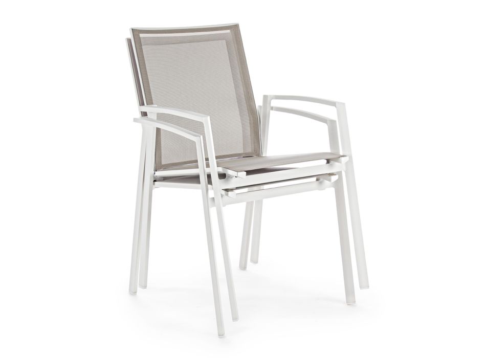 Krzesło ogrodowe z możliwością sztaplowania z malowanego aluminium, Homemotion, 4 sztuki - Odelia Viadurini