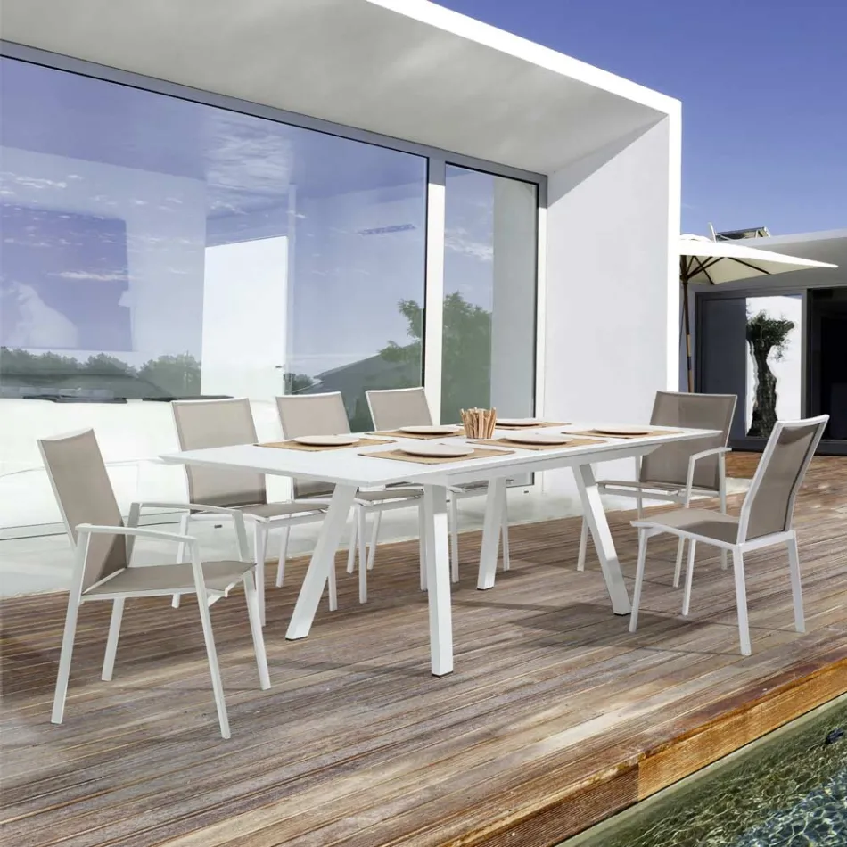 Krzesło ogrodowe z możliwością sztaplowania z malowanego aluminium, Homemotion, 4 sztuki - Odelia Viadurini