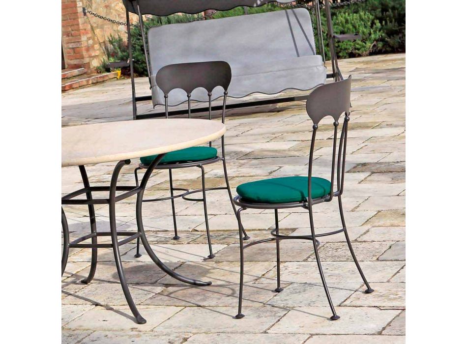 Krzesło ogrodowe z poduszką do układania w stosy z poduszką Made in Italy 2 sztuki - Allegra Viadurini