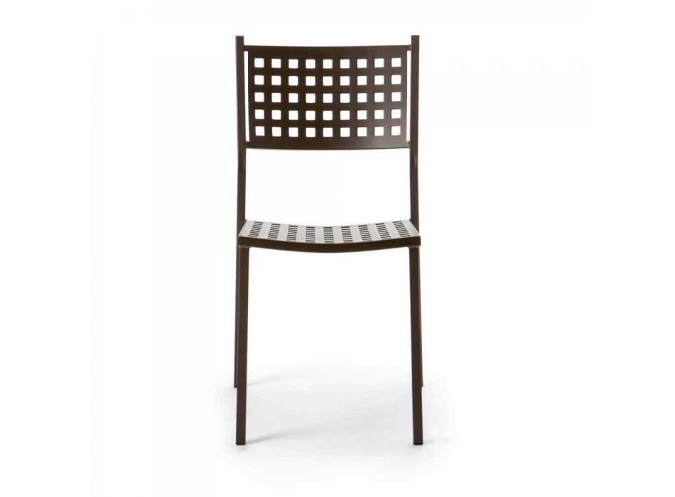 Krzesło ogrodowe do układania w stosy z malowanego metalu Made in Italy, 8 sztuk - Lina Viadurini