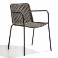 Krzesło ogrodowe do układania w stosy z metalowymi podłokietnikami i liną, 4 sztuki - kabaret