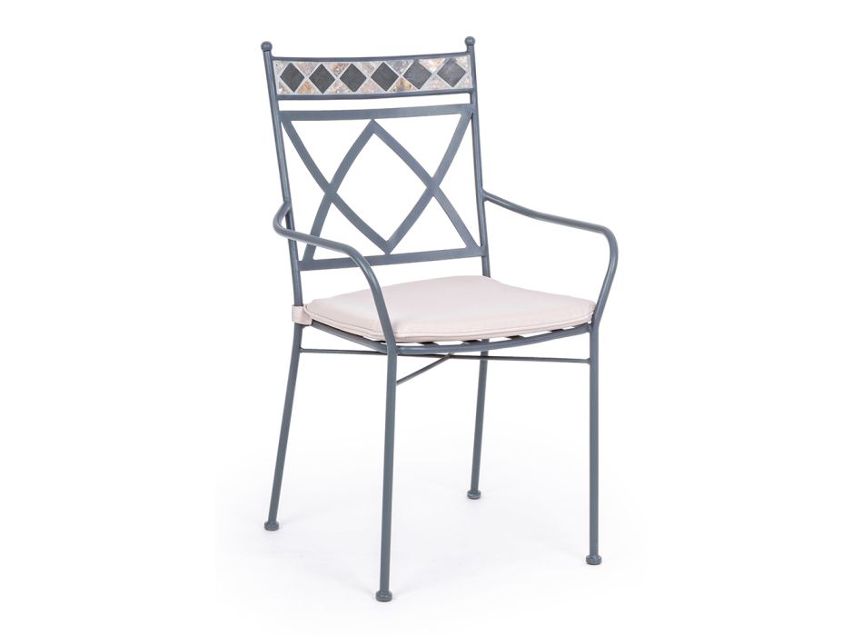 Stalowe krzesło ogrodowe z podłokietnikami lub bez - Letizia Viadurini