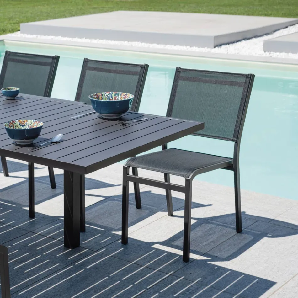 Krzesło ogrodowe z aluminium i tekstylenu w kolorze białym lub szarym - Floraforma Viadurini