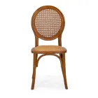 Sztaplowane krzesło do salonu z drewna Ailando i słomy wiedeńskiej - Laguna Viadurini