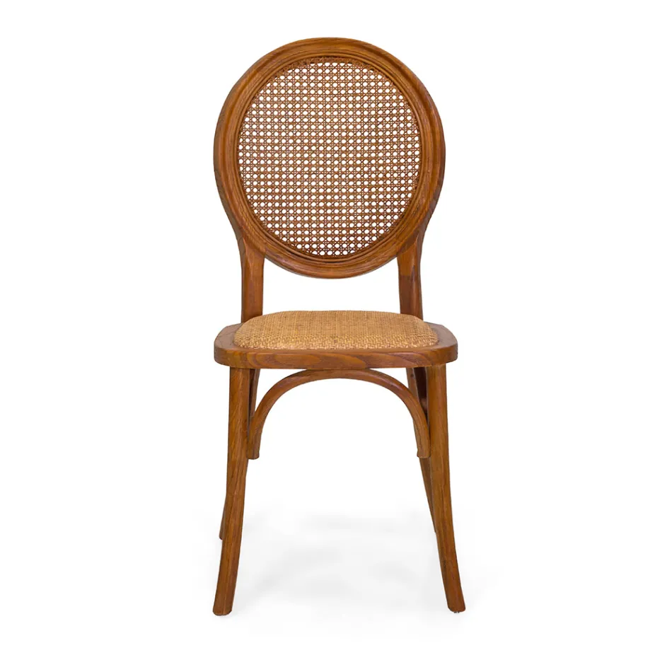 Sztaplowane krzesło do salonu z drewna Ailando i słomy wiedeńskiej - Laguna Viadurini
