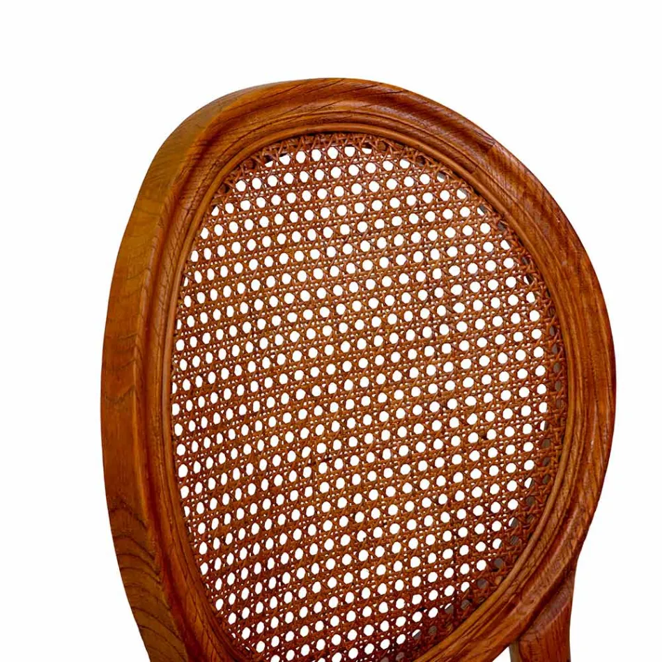 Sztaplowane krzesło do salonu z drewna Ailando i słomy wiedeńskiej - Laguna Viadurini