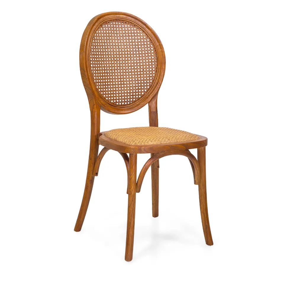Sztaplowane krzesło do salonu z drewna Ailando i słomy wiedeńskiej - Laguna Viadurini