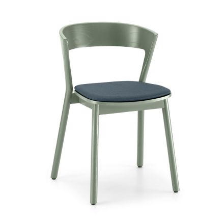 Krzesło jesionowe z możliwością sztaplowania z siedziskiem z tkaniny Made in Italy, 2 sztuki - Oslo Viadurini