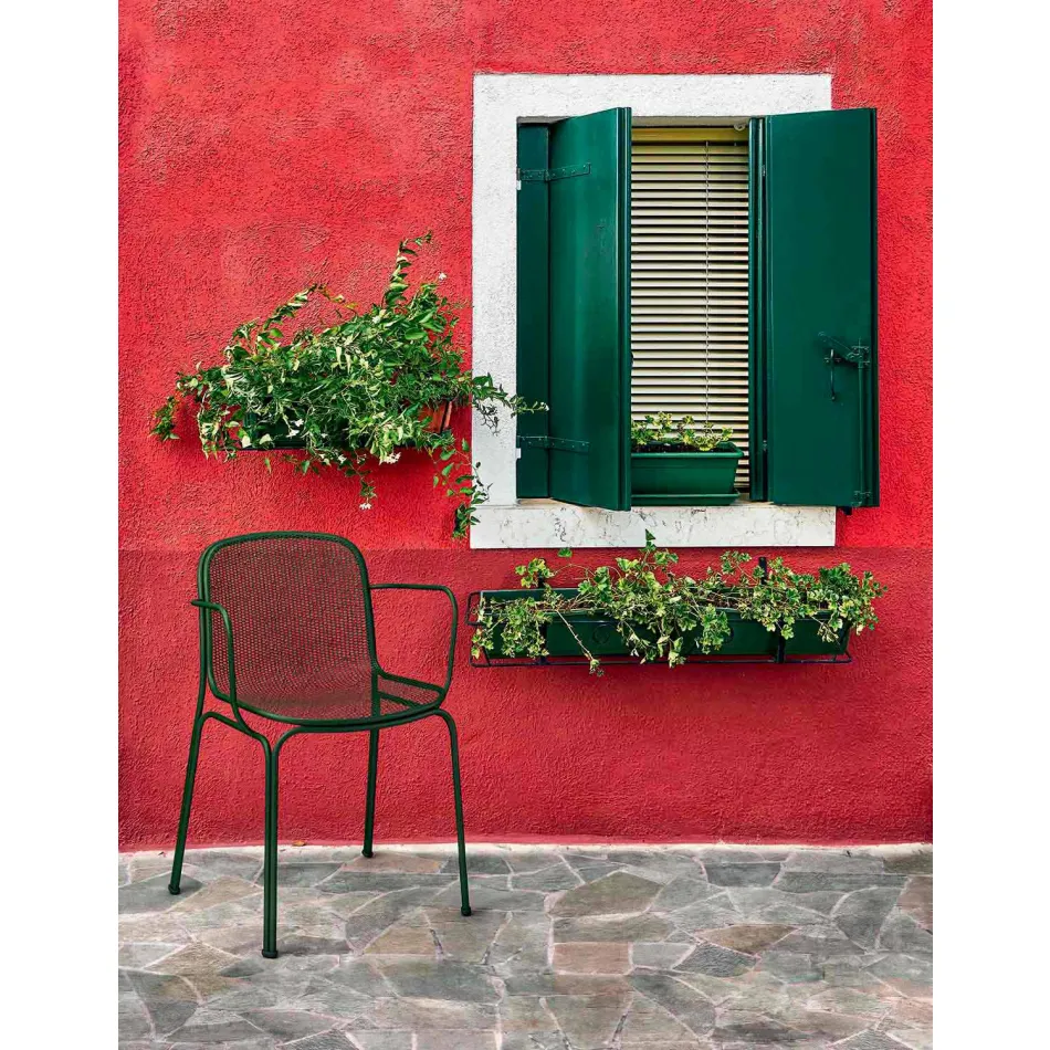 Metalowe krzesło do ustawiania w stosy Made in Italy, 4 sztuki - Verna Viadurini