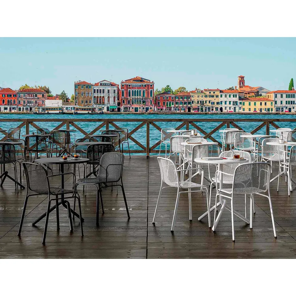 Metalowe krzesło do ustawiania w stosy Made in Italy, 4 sztuki - Verna Viadurini