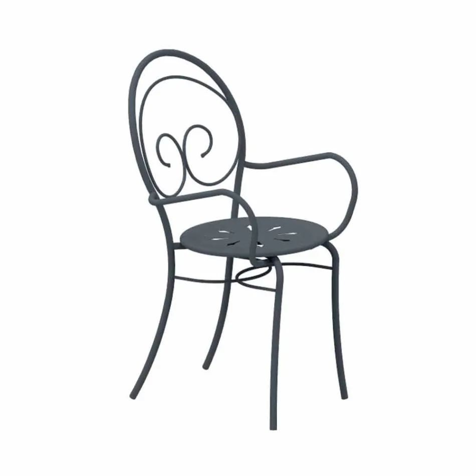 Krzesło ogrodowe z możliwością układania w stosy z metalu Made in Italy, 2 sztuki - Autorytet Viadurini
