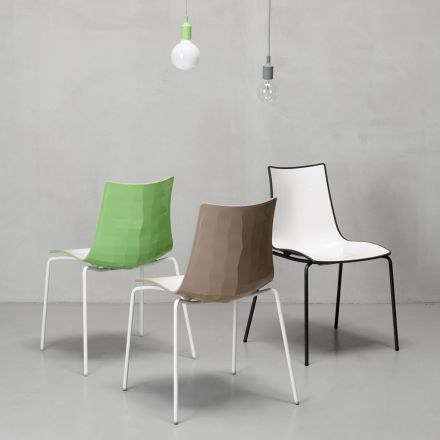 Krzesło stalowe z siedziskiem polimerowym Made in Italy 4 sztuki - Fedora Viadurini