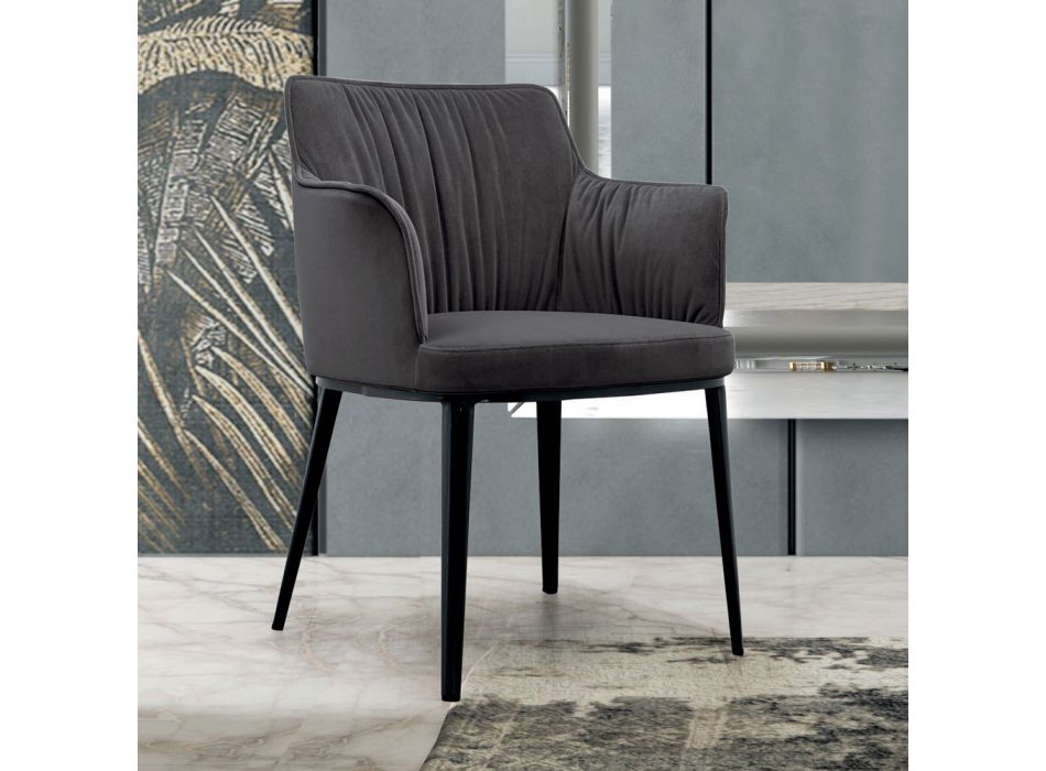Krzesło stalowe z siedziskiem pokrytym aksamitem Made in Italy - Arisa Viadurini