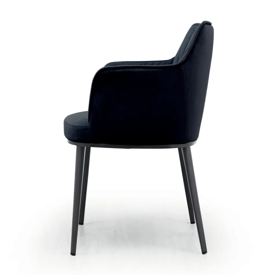Krzesło stalowe z siedziskiem pokrytym aksamitem Made in Italy - Arisa Viadurini