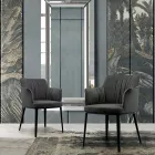 Krzesło stalowe z siedziskiem pokrytym aksamitem Made in Italy - Arisa Viadurini