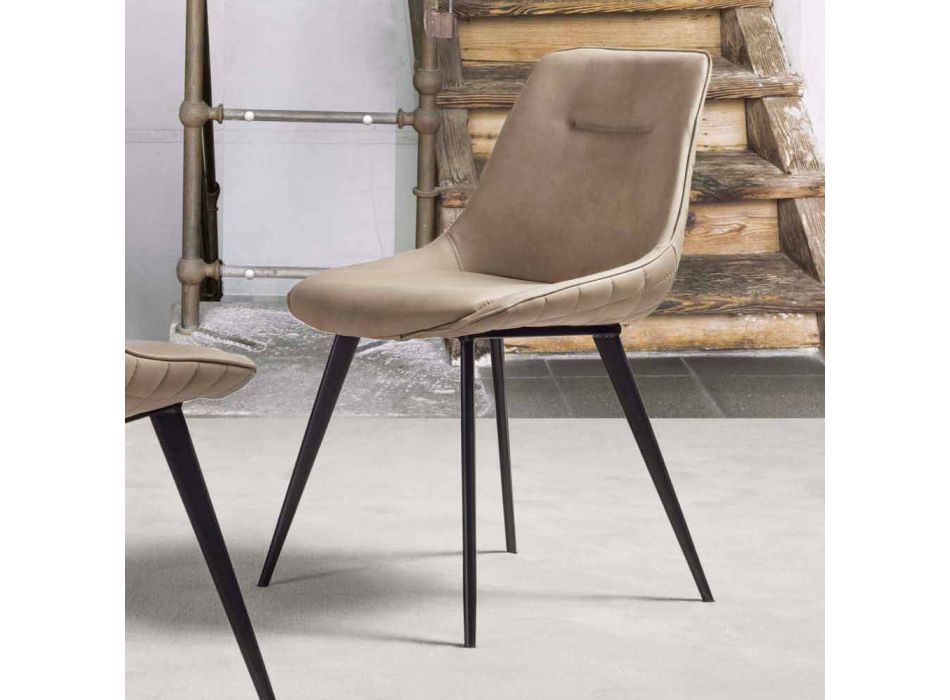 Krzesło z ekoskóry Nabuk Effect, konstrukcja metalowa - Ermes Viadurini
