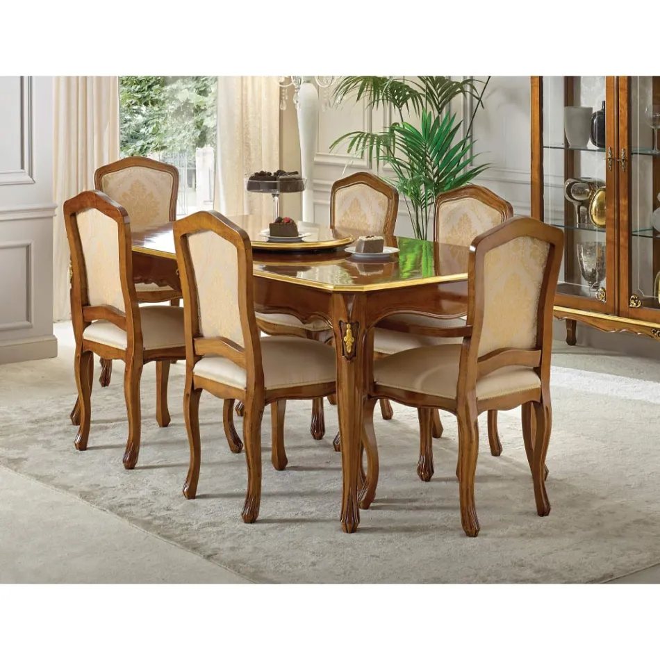 Klasyczne drewniane krzesło z luksusową tapicerką Made in Italy - Majesty Viadurini