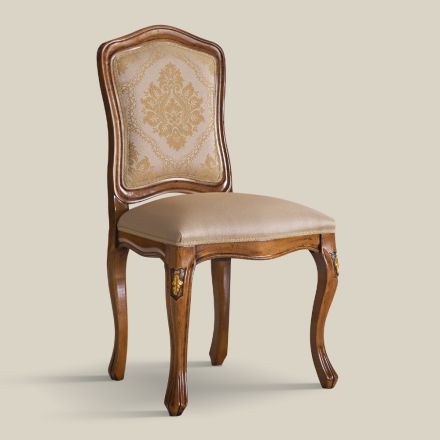 Klasyczne drewniane krzesło z luksusową tapicerką Made in Italy - Majesty Viadurini