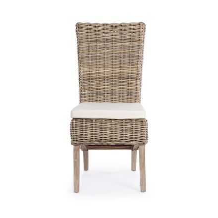 Drewniane krzesło ogrodowe z designerską poduszką do użytku na zewnątrz - Taffi Viadurini