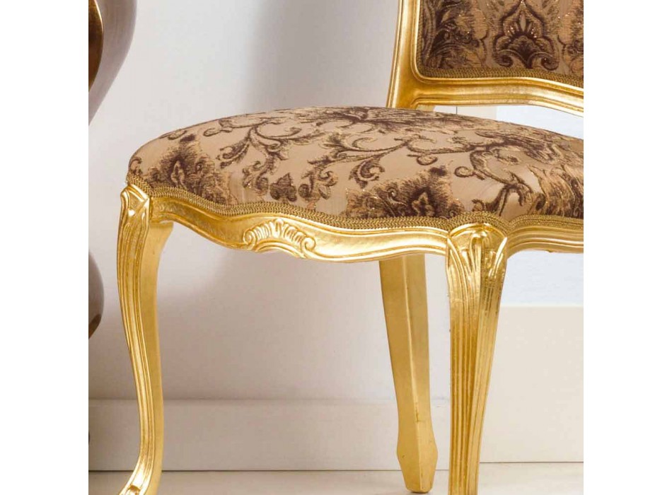Drewniane krzesło z klasycznym stylu złotem nóg Bellini Viadurini