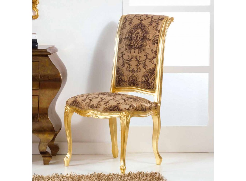 Drewniane krzesło z klasycznym stylu złotem nóg Bellini Viadurini
