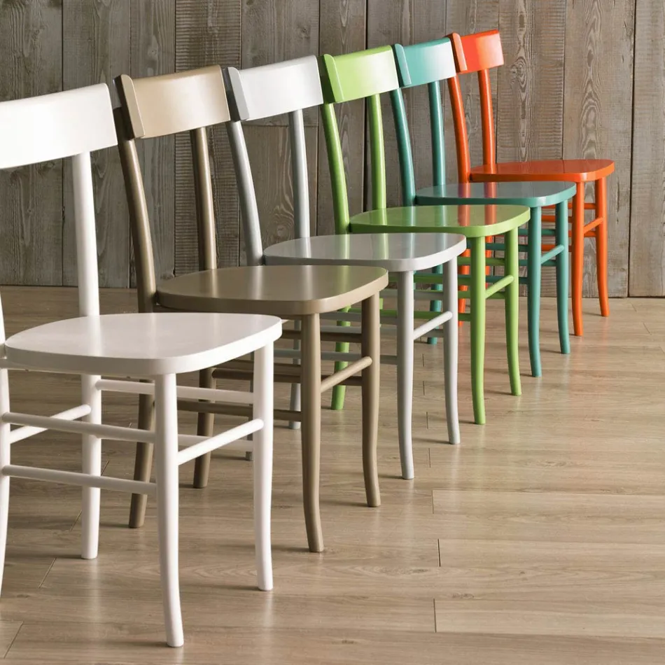 Nowoczesny design, 4-częściowe krzesło z drewna bukowego - Stella Viadurini