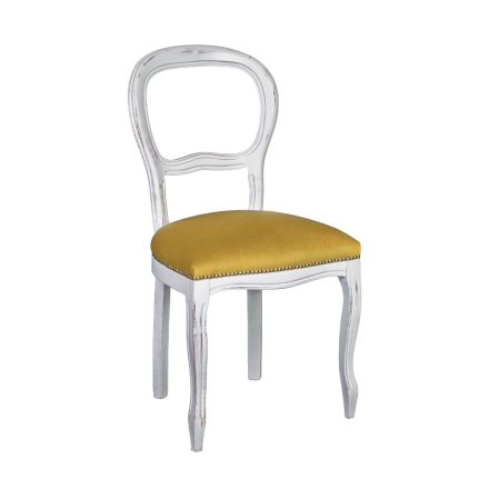 Krzesło z litego drewna bukowego, wykończenie z białymi krawędziami, wyprodukowane we Włoszech - żelazo Viadurini