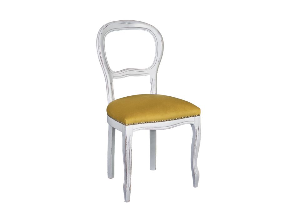 Krzesło z litego drewna bukowego, wykończenie z białymi krawędziami, wyprodukowane we Włoszech - żelazo Viadurini