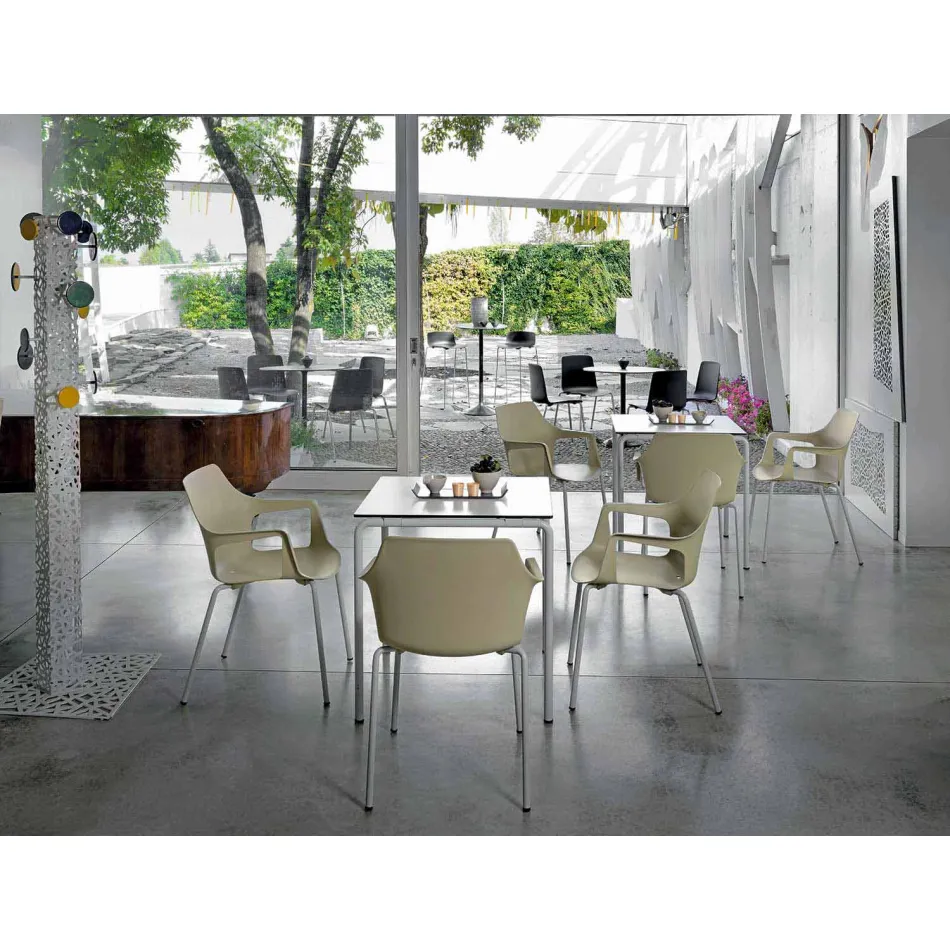 Krzesło z metalu i polipropylenu, które można ustawiać jeden na drugim, wyprodukowane we Włoszech, 4 sztuki - karmel Viadurini