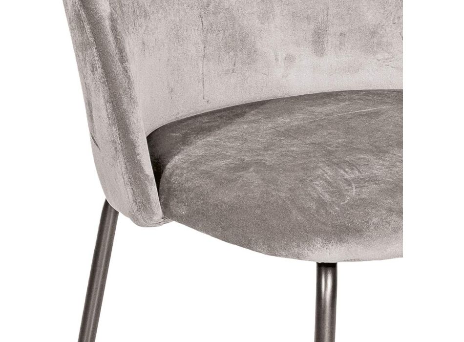 Krzesło z czarnego metalu i szare aksamitne siedzisko Made in Italy - Meredith Viadurini