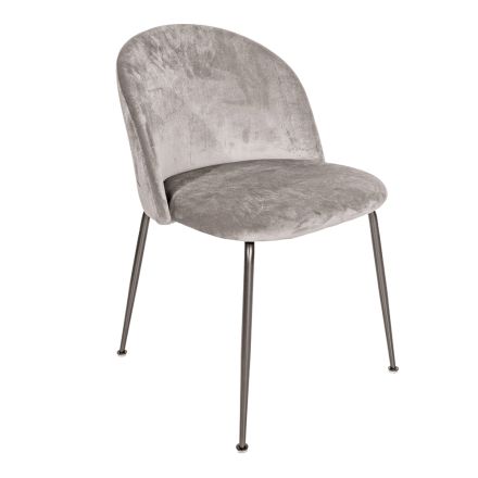 Krzesło z czarnego metalu i szare aksamitne siedzisko Made in Italy - Meredith Viadurini