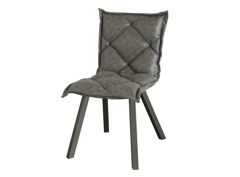 Krzesło z malowanego metalu i siedzisko w miękkim stylu vintage Made in Italy - Thani Viadurini