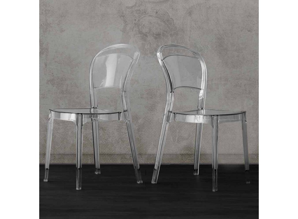 Nowoczesne przezroczyste krzesło z poliwęglanu wyprodukowane we Włoszech Ferrara Viadurini