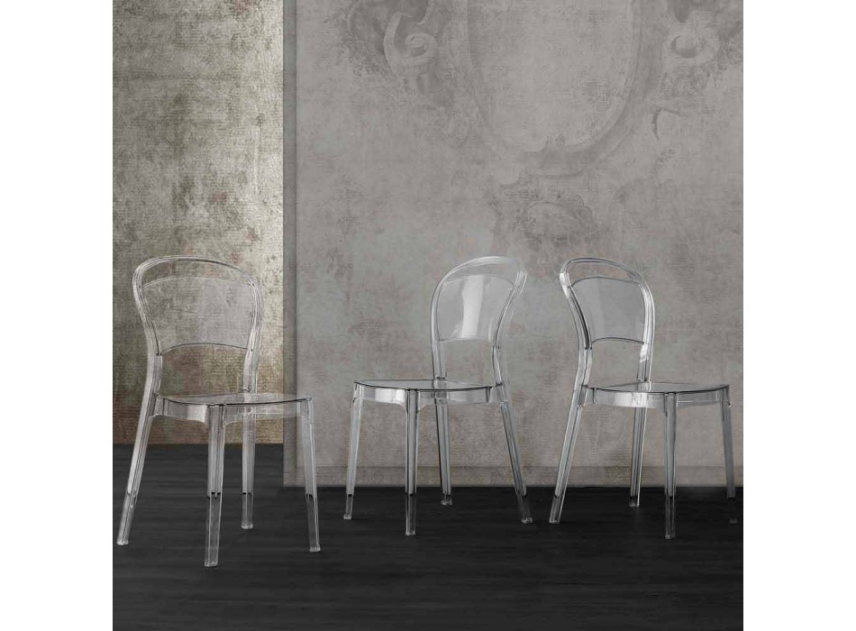 Nowoczesne przezroczyste krzesło z poliwęglanu wyprodukowane we Włoszech Ferrara Viadurini