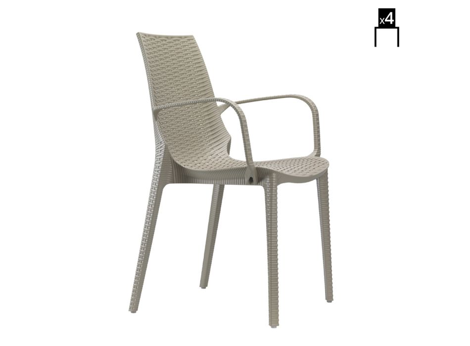 Krzesło z plecionego technopolimeru Made in Italy 4 sztuki - Erminia Viadurini