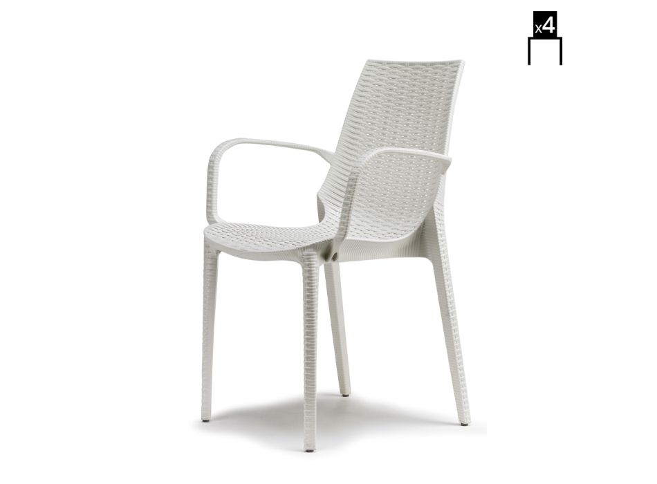 Krzesło z plecionego technopolimeru Made in Italy 4 sztuki - Erminia Viadurini