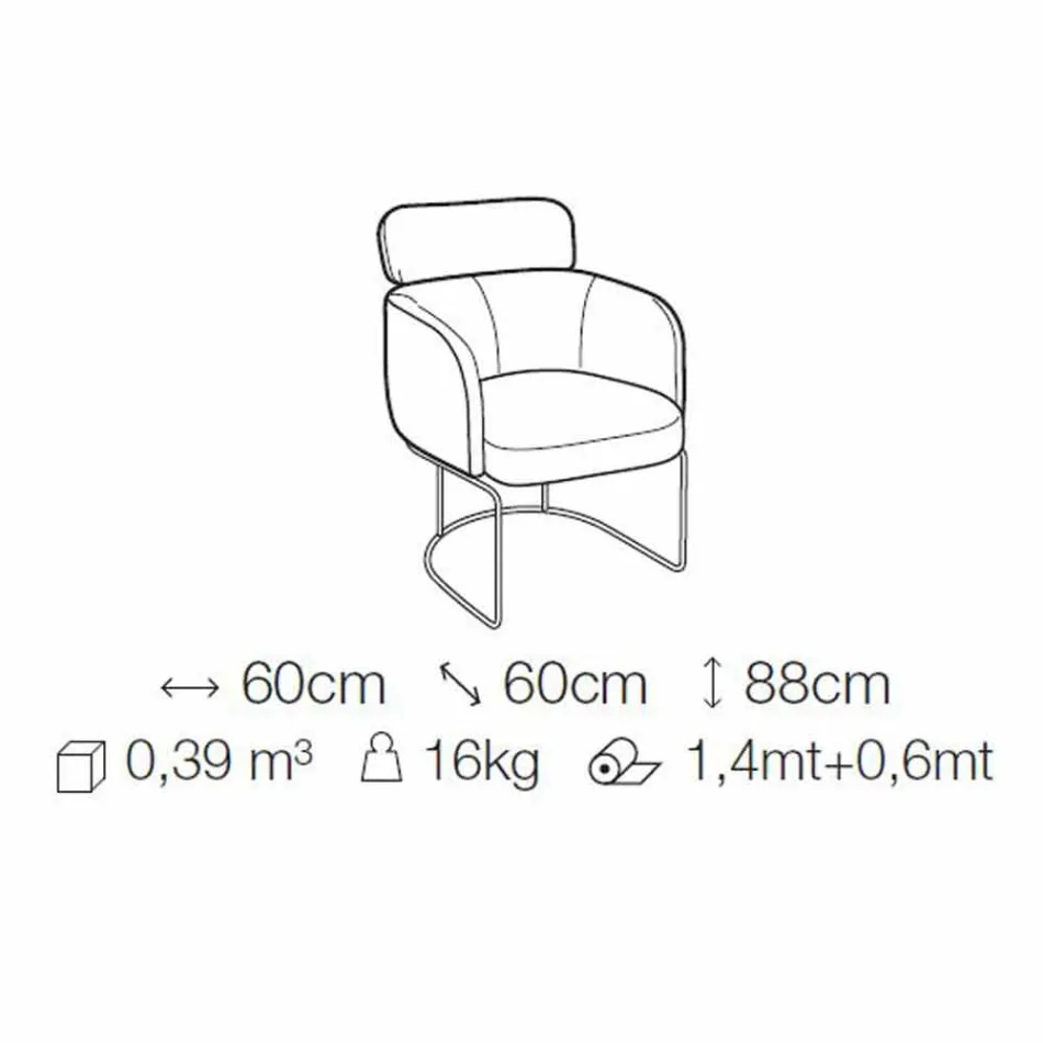 Krzesło z tkaniny z luksusową czarną metalową strukturą Made in Italy - Cocoa Viadurini