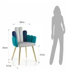 Krzesło z szarej, zielonej i niebieskiej tkaniny z efektem aksamitu - Arbuz Viadurini